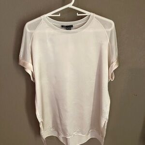 Vince Cream Silky Asymmetrical Cuffed Sleeve Tee size M